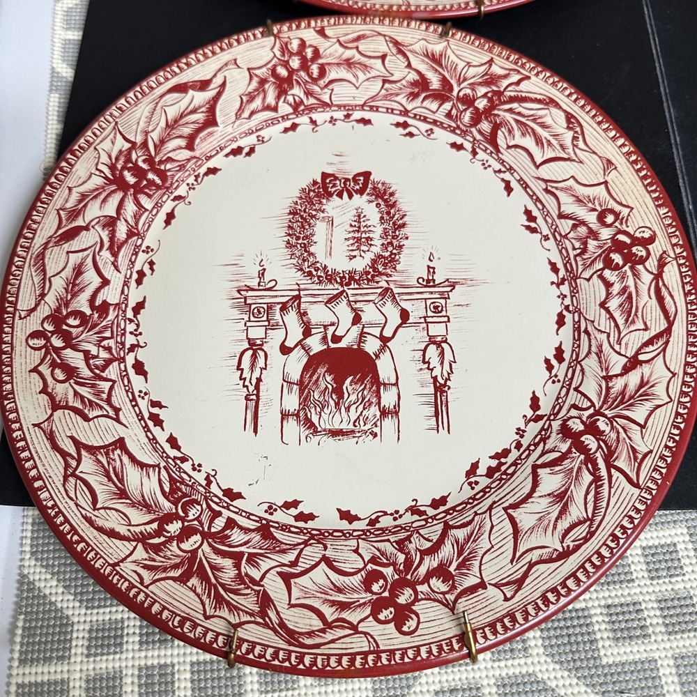 Restoration Hardware 2003 Vintage Holiday Christmas Tin Plates Decor 4 Piece Set - Picture 2 of 9